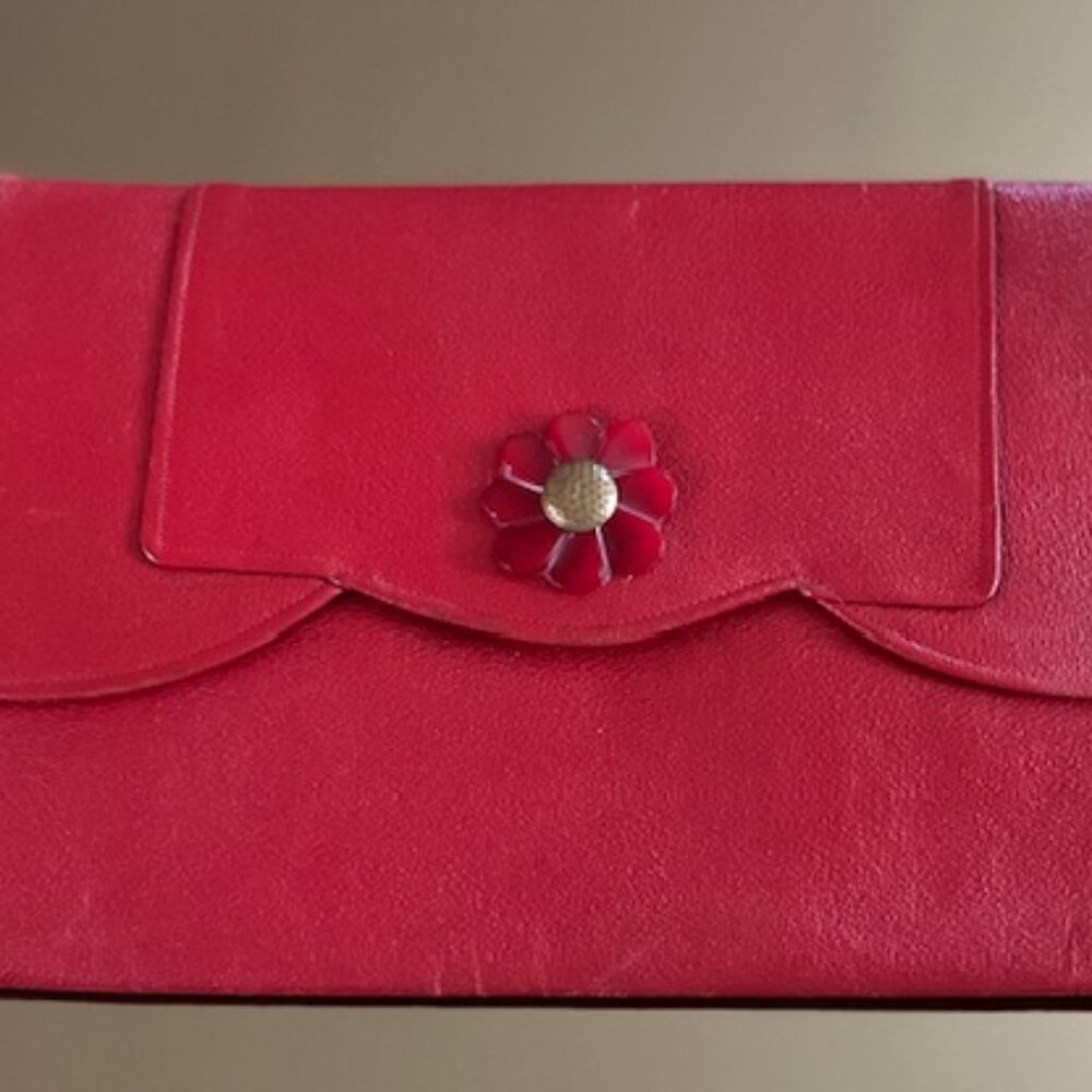 1940"s Vintage Red Leather Clutch
